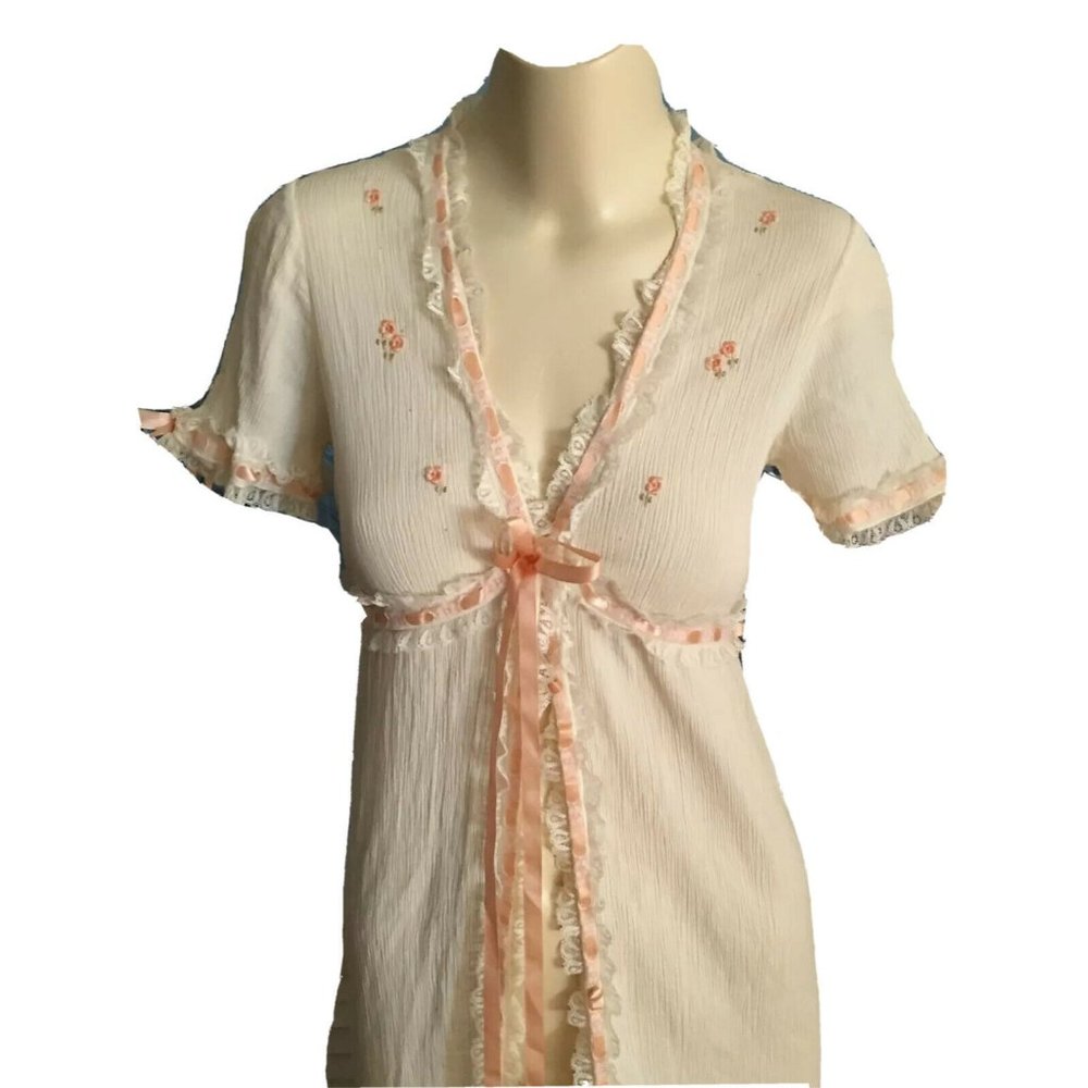 Vintage Embroidered Dressing Gown Robe, Dorelle of